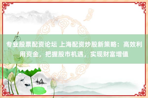 专业股票配资论坛 上海配资炒股新策略：高效利用资金，把握股市机遇，实现财富增值
