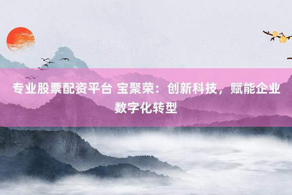 专业股票配资平台 宝聚荣：创新科技，赋能企业数字化转型