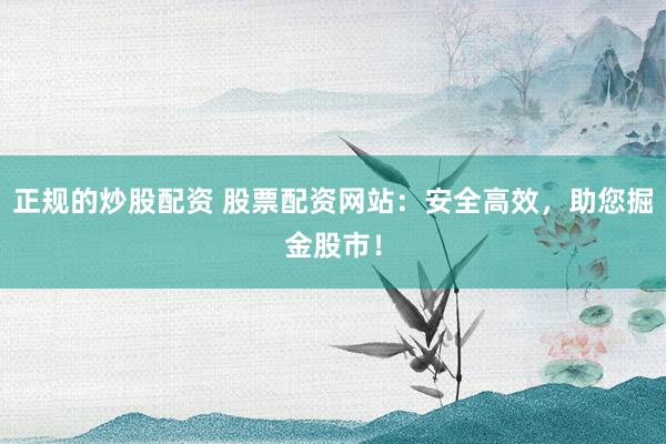 正规的炒股配资 股票配资网站：安全高效，助您掘金股市！